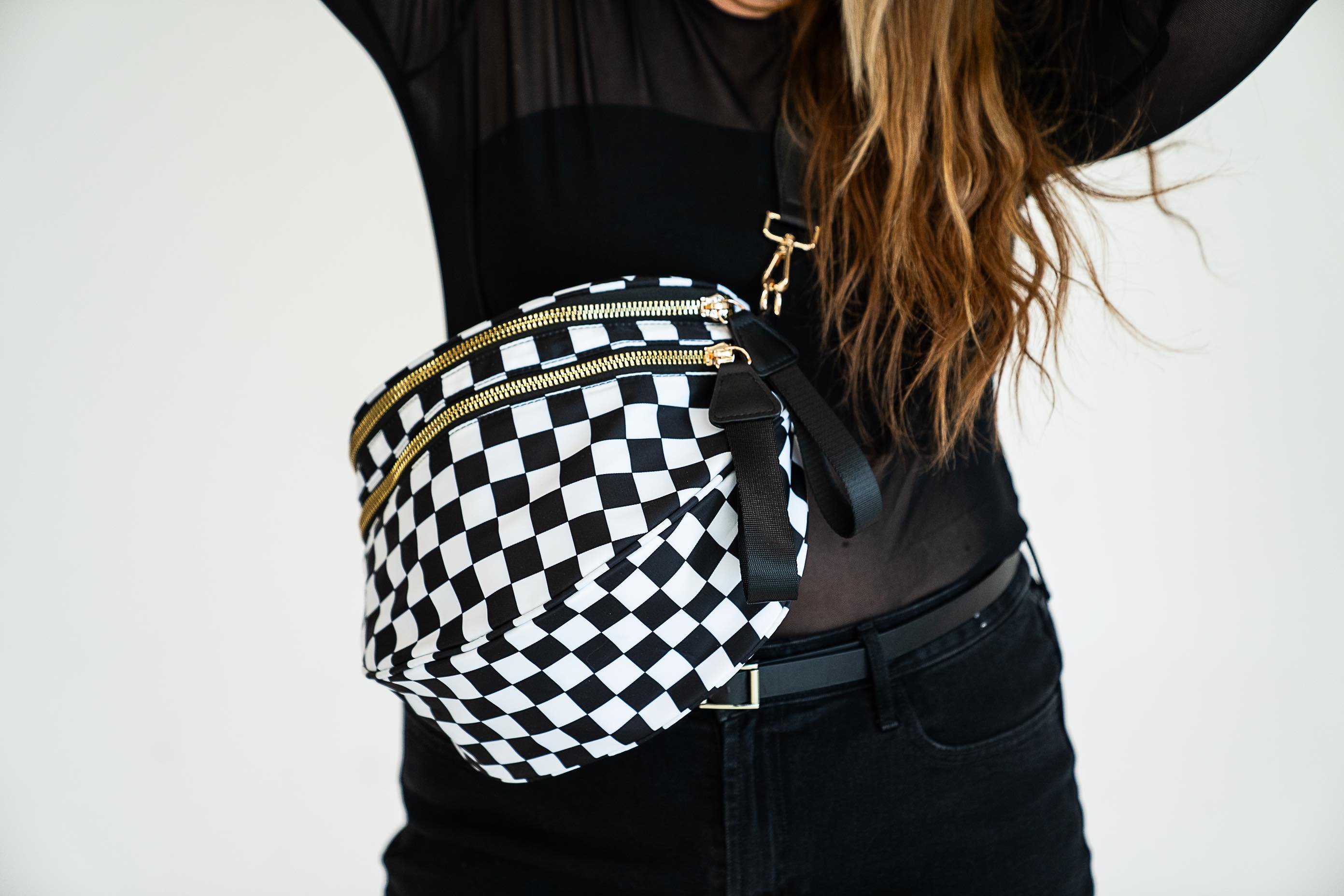 On The Go Bag Black & White Checkered