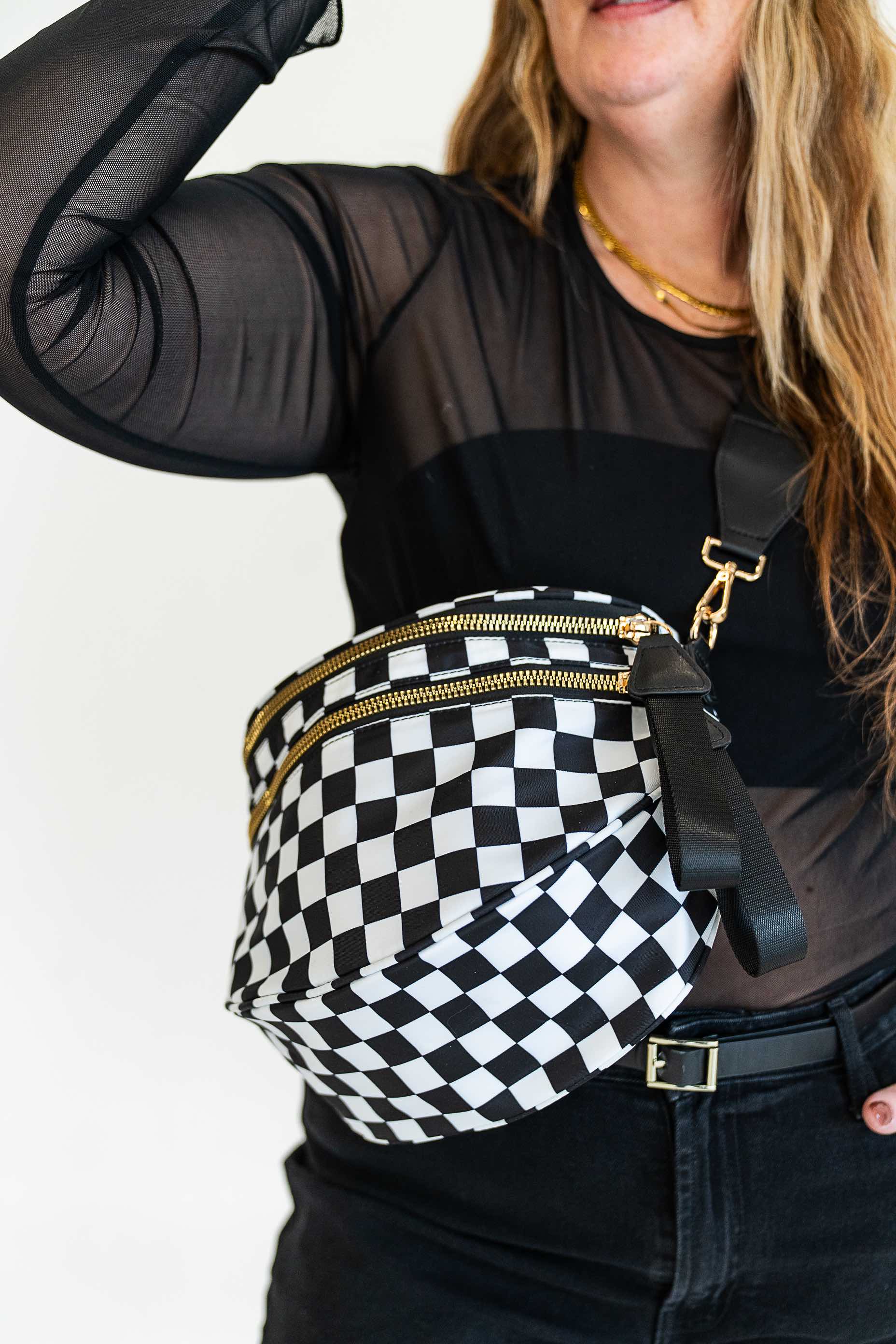 On The Go Bag Black & White Checkered