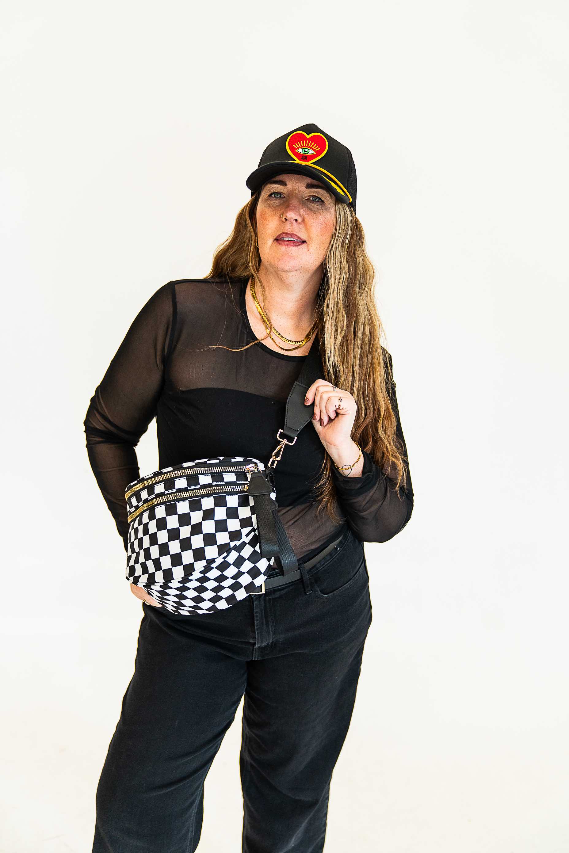 On The Go Bag Black & White Checkered