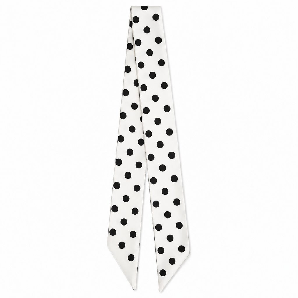 White Polka Dot Bag Scarf