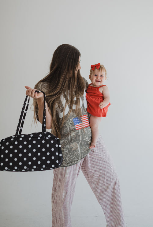 Badass Bowler Bag - Black Polkadot
