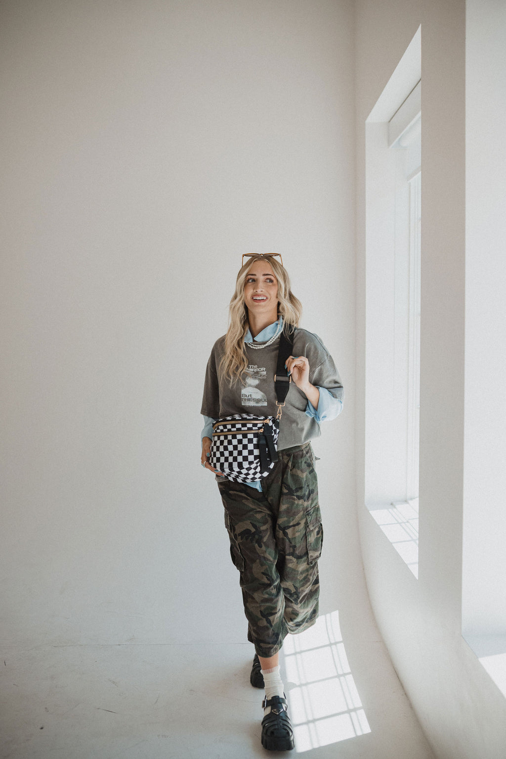 On The Go Bag Black & White Checkered