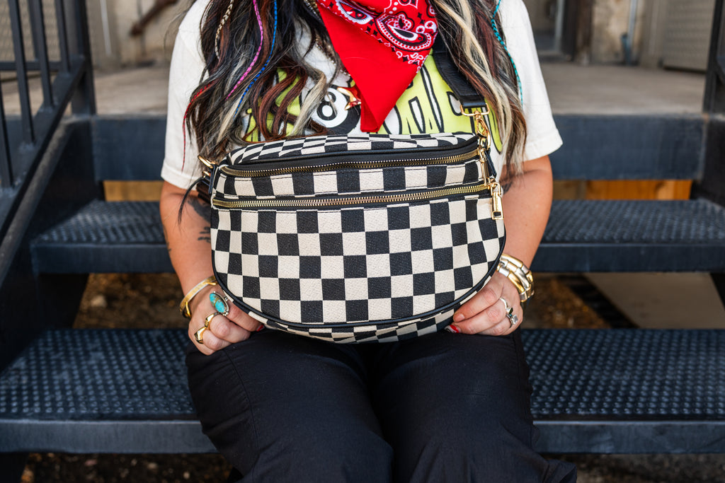 Luxe On The Go Bag - Black Checkered